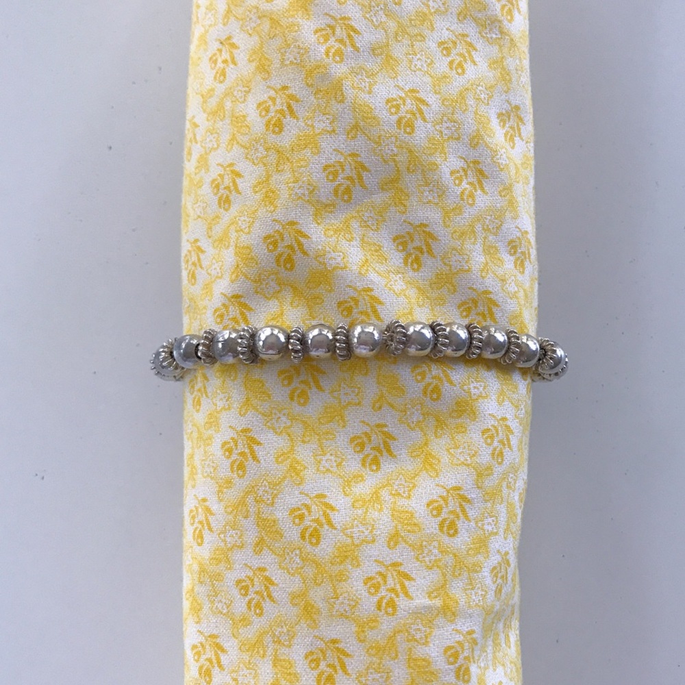Sterling Silver Beaded Bracelet with Charm